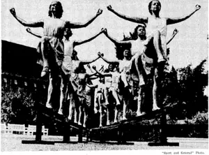 A 'fine study in balance exercises at the Summer School of Physical Education held at Milner Court, Slurry, Kent, on July 29. It is open to ivomen of all countries. (Evening Post, 30 August 1937)