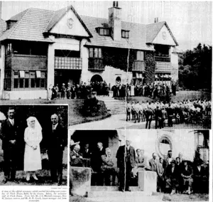 1 : '..:.■■■'.:' "■...■■.'■'■ : ", . ...' /'Evening Post" Photo; A view of the official ceremony which marked'the taking, over jesterday of-Flock House, BulU, bythe Crown. Below, the executive staff of ■Flock House. ; From-left: Mr. J. G.Mitcliell, manager, Miss M. Samson, matron, and Mr. R. H. Lynch, house .manager and farm ■ accountant. (Evening Post, 11 February 1937)