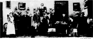 A scene from 1. B. Priestlefsdomesticdrama "EdenMnd:' recently staged in Wellington by the Repertory Theatre The c^t included Mr^-. C.Anderson, Miss Mollie Brown, Miss Helen Gardiner, and Messrs. Selwyn Toogood, Ernest Le Grove, ■ Brian McCawe, andT. V.Anson. (Evening Post, 25 March 1937)