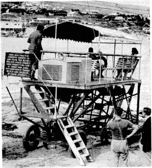 Fox Photo. This strange-looking vehicle is called a sea tractor and is used to carry passengers an<£ goods to the tiny Burgh Island,, off -the South Devon coast at Bigbury-onSea. (Evening Post, 21 April 1939)