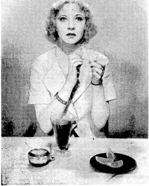 Una Merhel, Metro-Goldufyn-Mayer comedienne, recommends the use of lemon on the nails, but pauses in consternation to realise a more practical use of the fruit when put in her tea glass. x (Evening Post, 06 May 1939)