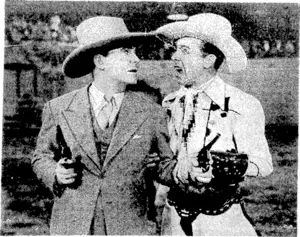 Fat O'Brien and Dick Powell are in the comedy "Cowboy from Brooklyn" (that is to say a cowpuncher fake), which is to head the new programme at the St. James Theatre. Priscilla Lane is in the cast. (Evening Post, 18 May 1939)