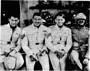 Cary Grant, Victor McLaglan, and Douglas Fairbanks, jun., are the stars of "Gunga Din," a story of keeping the peace in India, which remains at the King's Theatre for another week. (Evening Post, 18 May 1939)