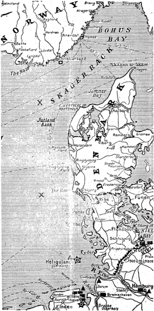 SCENE OF THE NAVAL BATTLE (Poverty Bay Herald, 08 June 1916)