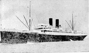ANOTHER GERMAN "TRIUMPH"—The French steamer "Meknes," sunk by a Germantorpedo boat wil.bout. warning-, despite the fact that, disarmed and showing the French colours, she was taking home French people who wished to return to France. (Rodney and Otamatea Times, Waitemata and Kaipara Gazette, 29 January 1941)