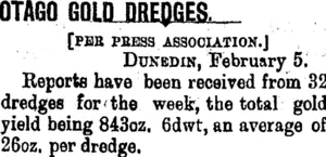 OTAGO GOLD DREDGES. (Taranaki Daily News 6-2-1900)