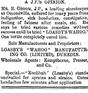 Page 3 Advertisements Column 2 (Taranaki Daily News 9-2-1900)