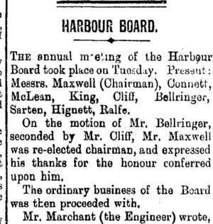 HARBOUR BOARD. (Taranaki Daily News 21-2-1900)