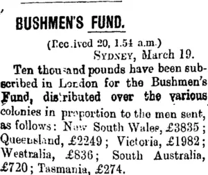 BUSHMEN'S FUND. (Taranaki Daily News 20-3-1900)