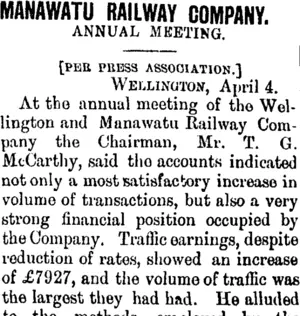 MANAWATU RAILWAY COMPANY. (Taranaki Daily News 6-4-1900)