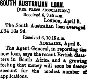 SOUTH AUSTRALIAN LOAN. (Taranaki Daily News 7-4-1900)