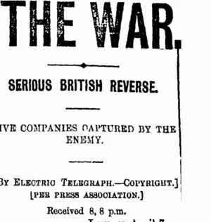 THE WAR. (Taranaki Daily News 9-4-1900)