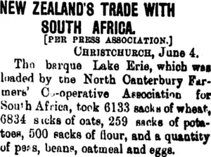 NEW ZEALAND'S TRADE WITH SOUTH AFRICA. (Taranaki Daily News 5-6-1900)