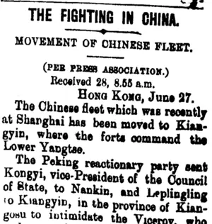 THE FIGHTING IN CHINA. (Taranaki Daily News 29-6-1900)