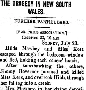 THE TRAGEDY IN NEW SOUTH WALES. (Taranaki Daily News 24-7-1900)