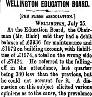 WELLINGTON EDUCATION BOARD. (Taranaki Daily News 26-7-1900)