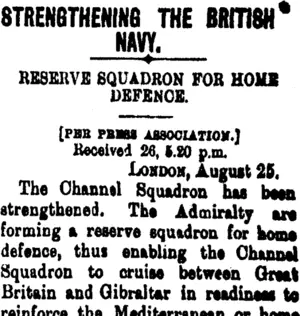 STRENGTHENING THE BRITISH NAVY. (Taranaki Daily News 27-8-1900)