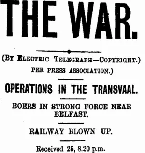 THE WAR. (Taranaki Daily News 27-8-1900)