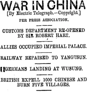 WAR IN CHINA (Taranaki Daily News 5-9-1900)