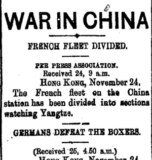 WAR IN CHINA (Taranaki Daily News 26-11-1900)