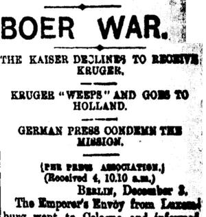 BOER WAR. (Taranaki Daily News 5-12-1900)