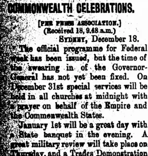 COMMONWEALTH CELEBRATIONS. (Taranaki Daily News 19-12-1900)