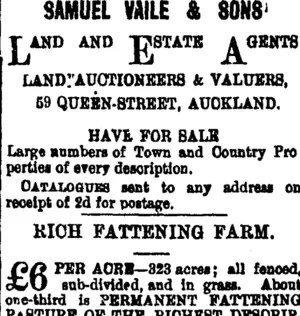 Page 1 Advertisements Column 5 (Taranaki Daily News 25-4-1901)
