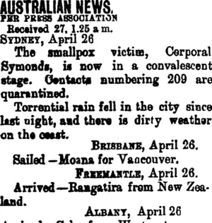 AUSTRALIAN NEWS. (Taranaki Daily News 27-4-1901)