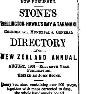 Page 4 Advertisements Column 1 (Taranaki Daily News 4-9-1901)
