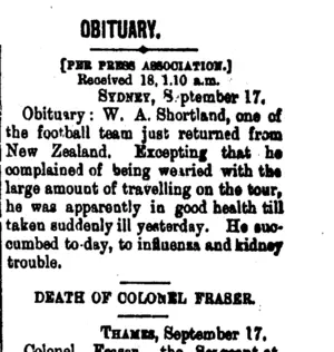 OBITUARY. (Taranaki Daily News 18-9-1901)