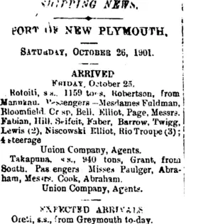 Page 2 Advertisements Column 1 (Taranaki Daily News 26-10-1901)
