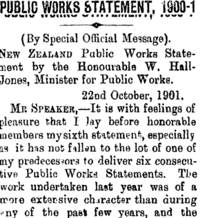 PUBLIC WORKS STATEMENT, 1900-1 (Taranaki Daily News 23-10-1901)