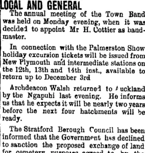 LOCAL AND GENERAL. (Taranaki Daily News 8-11-1901)