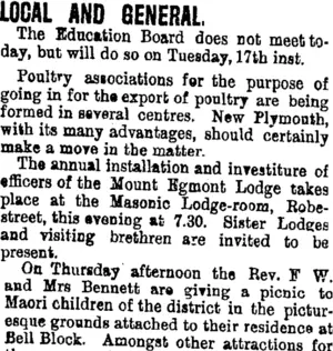 LOCAL AND GENERAL. (Taranaki Daily News 11-12-1901)