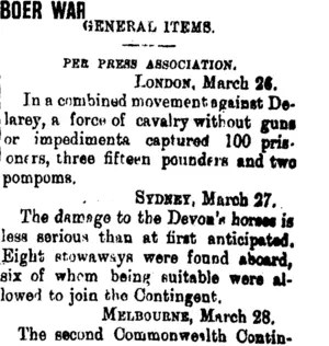 BOER WAR. (Taranaki Daily News 29-3-1902)
