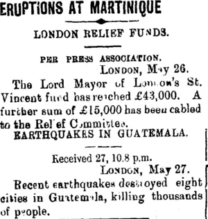 ERUPTIONS AT MARTINIQUE. (Taranaki Daily News 28-5-1902)