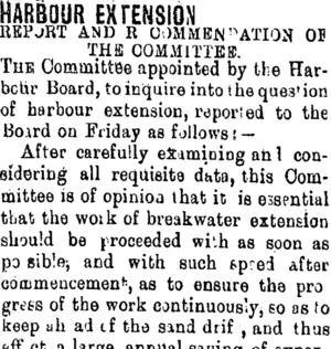 HARBOUR EXTENSION. (Taranaki Daily News 16-5-1903)