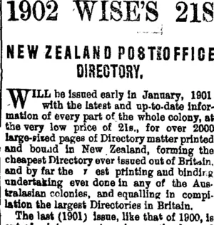 Page 1 Advertisements Column 2 (Taranaki Daily News 30-5-1903)