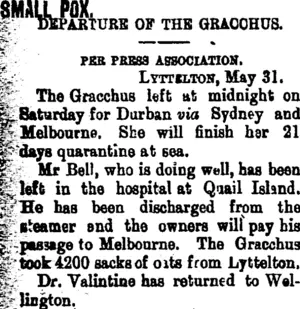 SMALL POX. (Taranaki Daily News 1-6-1903)