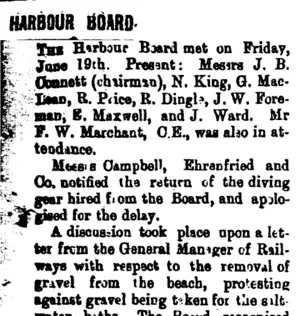 HARBOUR BOARD. (Taranaki Daily News 23-6-1903)