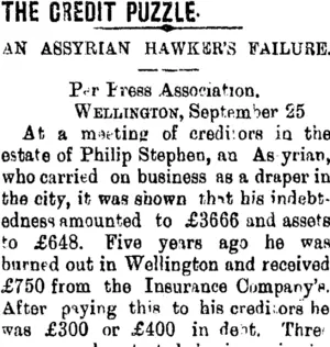 THE CREDIT PUZZLE. (Taranaki Daily News 26-9-1903)