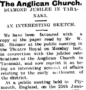 The Anglican Church. (Taranaki Daily News 14-12-1903)