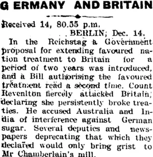 GERMANY AND BRITAIN (Taranaki Daily News 15-12-1903)