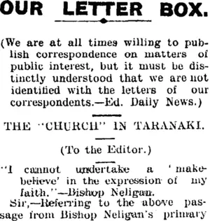 OUR LETTER BOX. (Taranaki Daily News 16-12-1903)