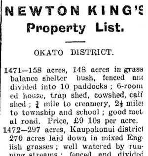 Page 1 Advertisements Column 5 (Taranaki Daily News 25-1-1904)