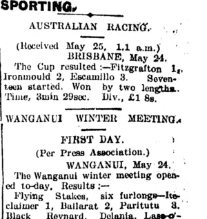 SPORTING. (Taranaki Daily News 25-5-1904)