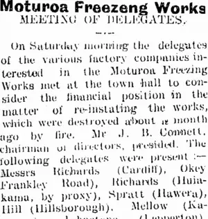 Moturoa Freezeng Works (Taranaki Daily News 20-6-1904)