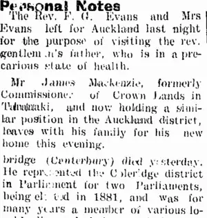 Personal Notes (Taranaki Daily News 7-7-1904)