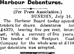 Harbour Debentures. (Taranaki Daily News 15-7-1904)