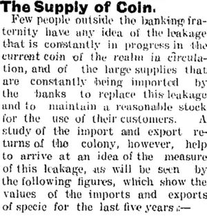 The Supply of Coin. (Taranaki Daily News 19-7-1904)
